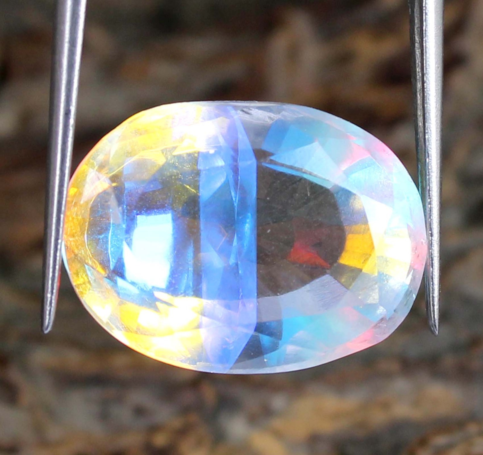 Loose Gemstone 10.15 Ct/15 mm Natural Oval Rainbow Mystic Topaz Certified