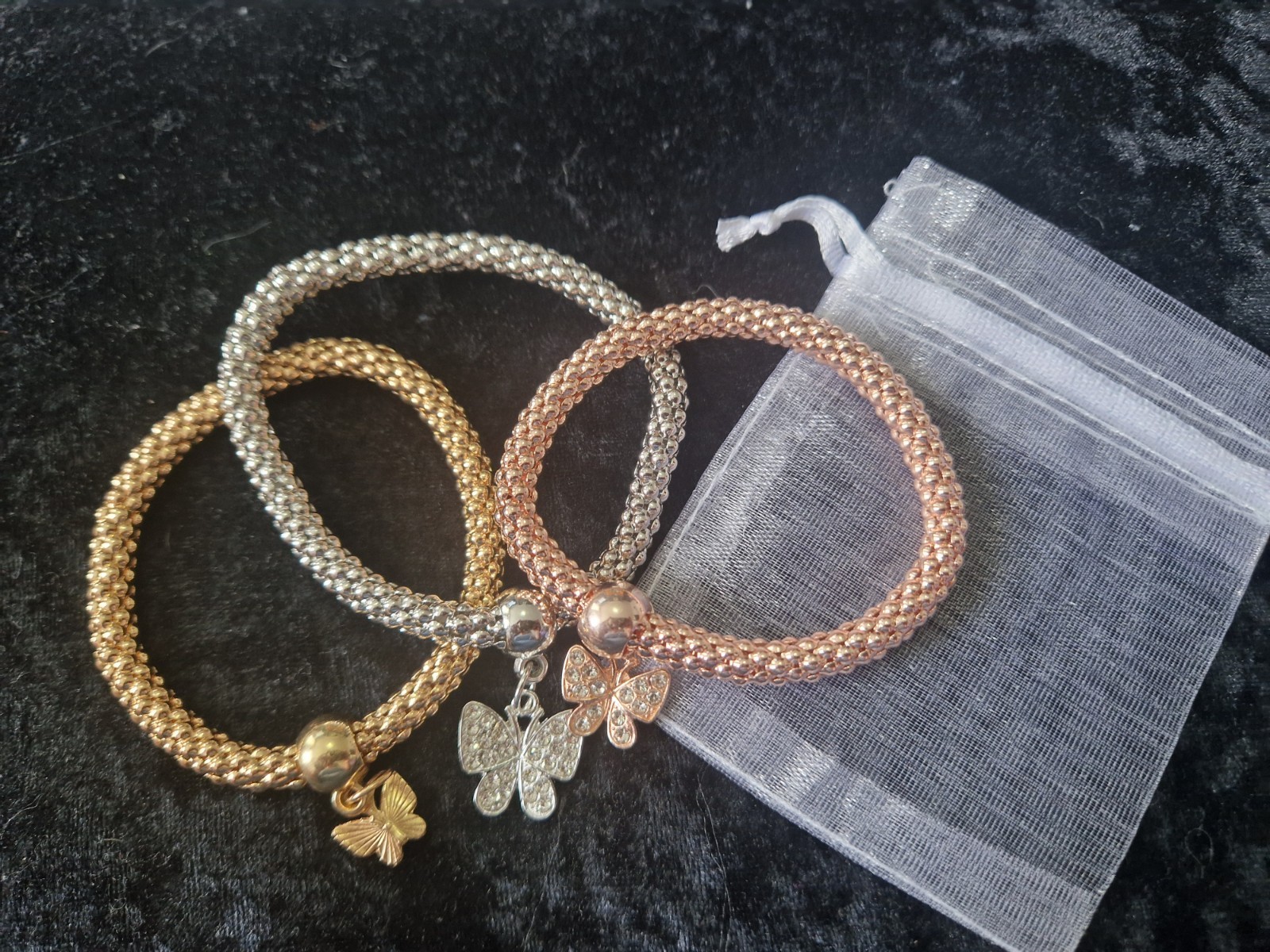Costume Jewellery Braclet Trio With Butterfly Detail