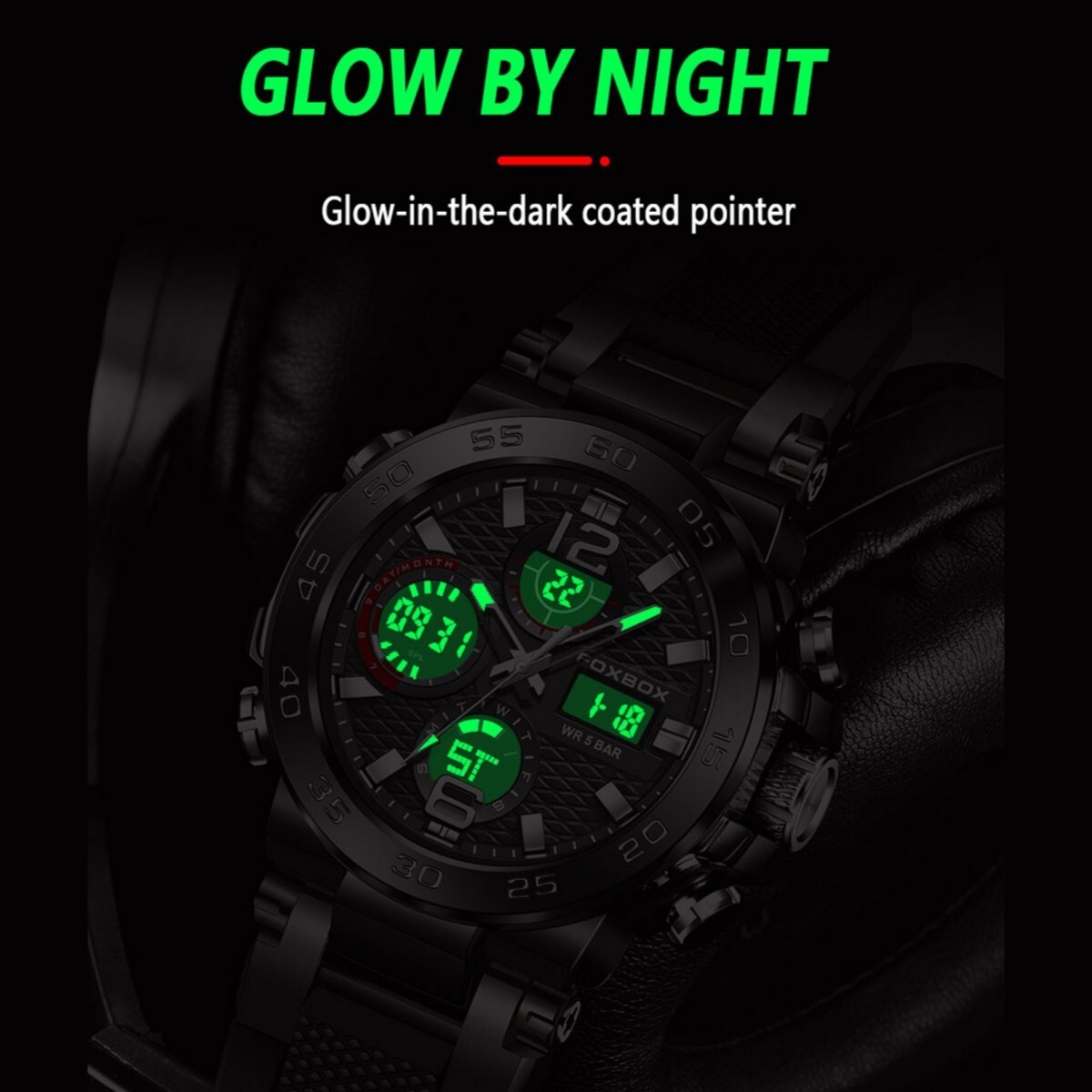 Men’s Watch Quartz Date Luminous Big Dial 5ATM Waterproof Man Casual Wristwatch