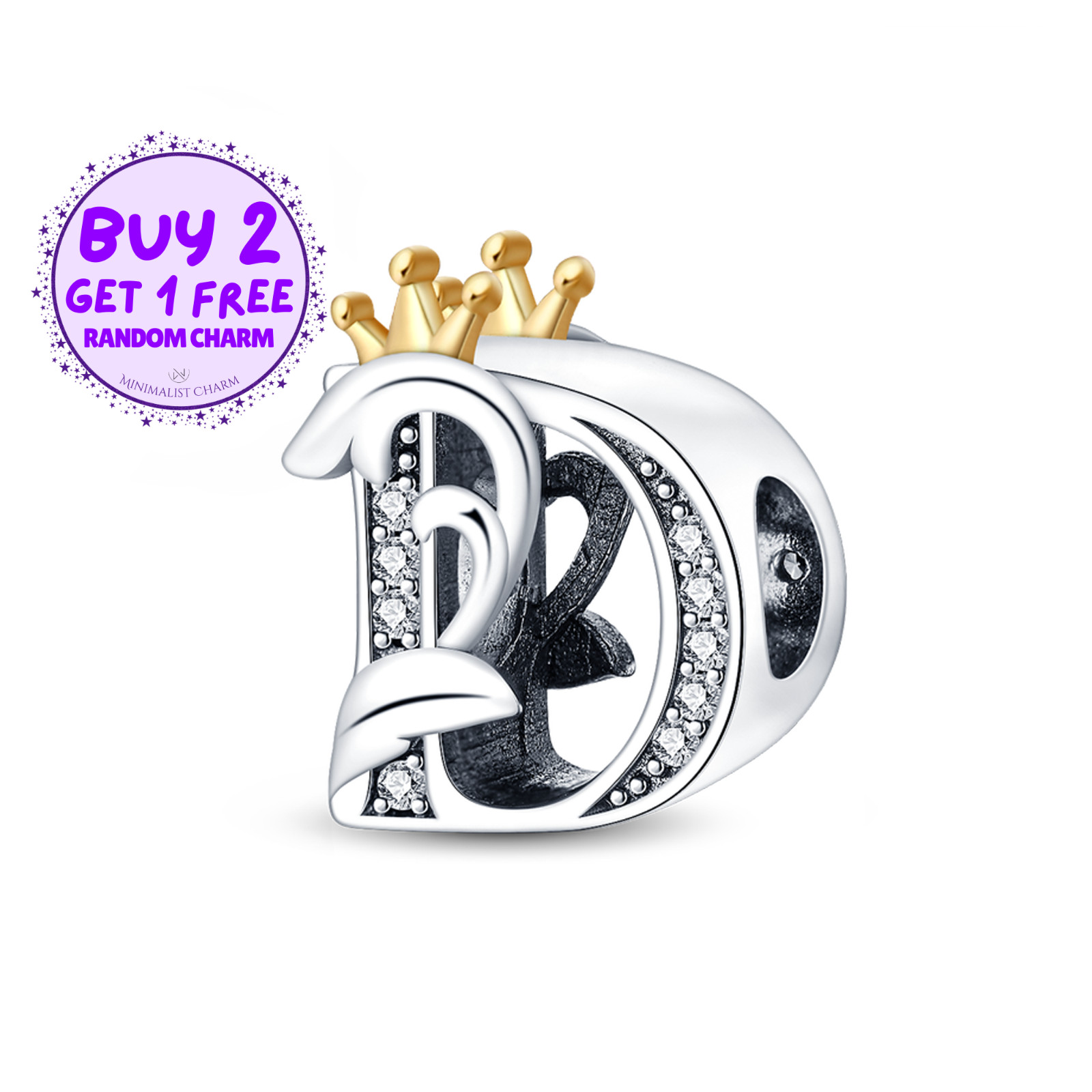 Crown D Letter Charm For Bracelet, D Letter Charm, Crown Letters Charm