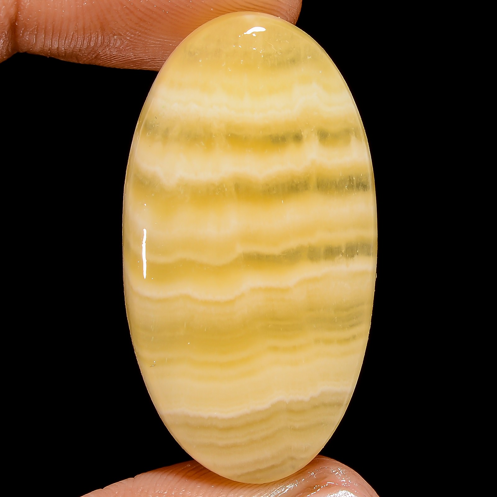 100% Natural Yellow Lace Agate Oval Cabochon Gemstone 51.5 Ct 38X20X6 mm X-26550