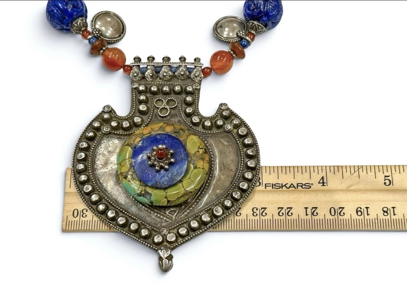 Jody P Artisan Tribal Fusion Ethnic Statement Necklace with Mixed Stone Beads