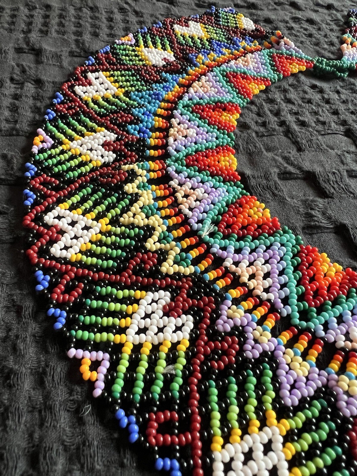 Handmade Colombian Indigenous Beaded Choker Necklace Tribal Statement Collar Bib
