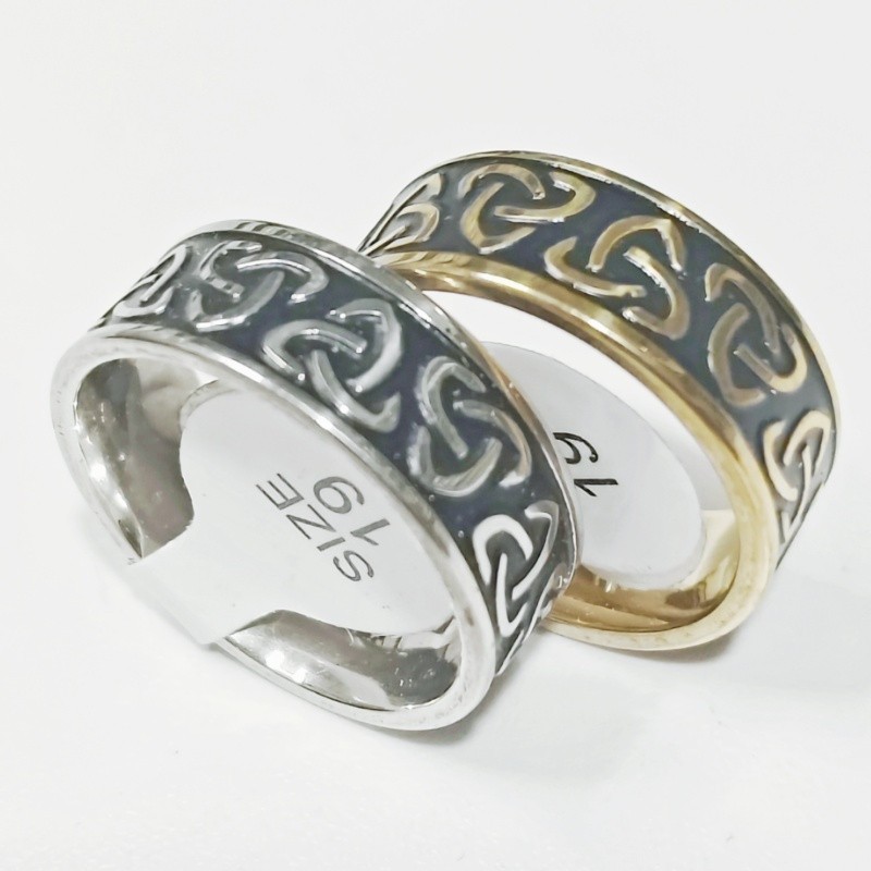 36 Pcs Celtic Knot Black Enamel Stainless Steel Rings Stackable Vintage Jewelry