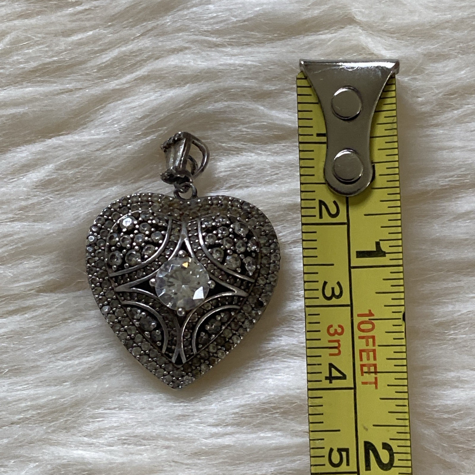 Fuzion Creations International .925 Sterling Silver Round CZ Heart LocketPendant