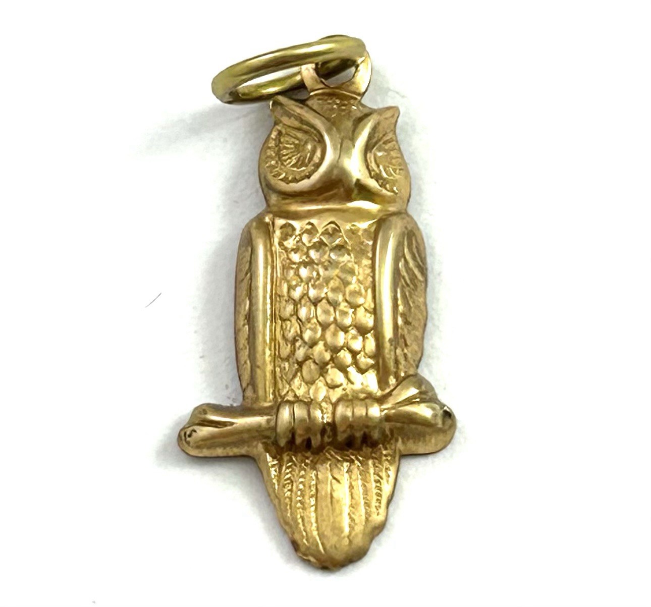 Vintage Owl Charm Necklace Pendant Brass Metal Stamping Charm Vintage Jewelry