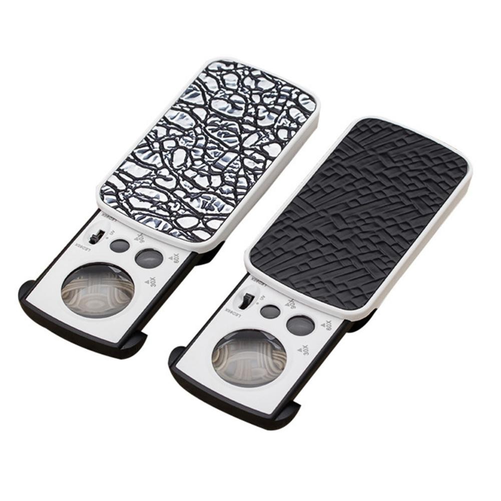 30X 60X 90X Portable Slide LED Light Jewelry Magnifying Glass Magnifier Loupe G