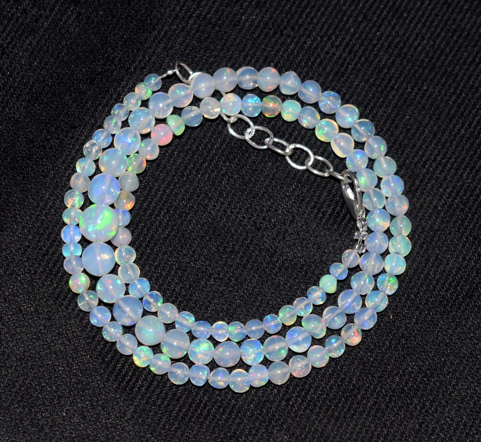 16″Natural Ethiopian Opal Wello Fire Opal Gemstone Beads Necklace Jewelry