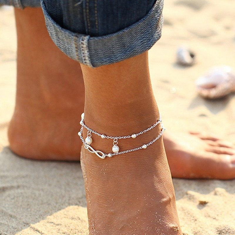 Women’s Fashion Jewelry Silver Or Gold Beaded Anklet Ankle Bracelet 28-1 / 29-8