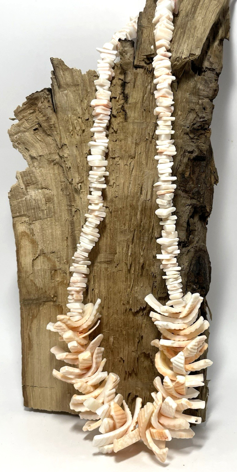 Vintage Pink-Coral Colored Shell Necklace 18″