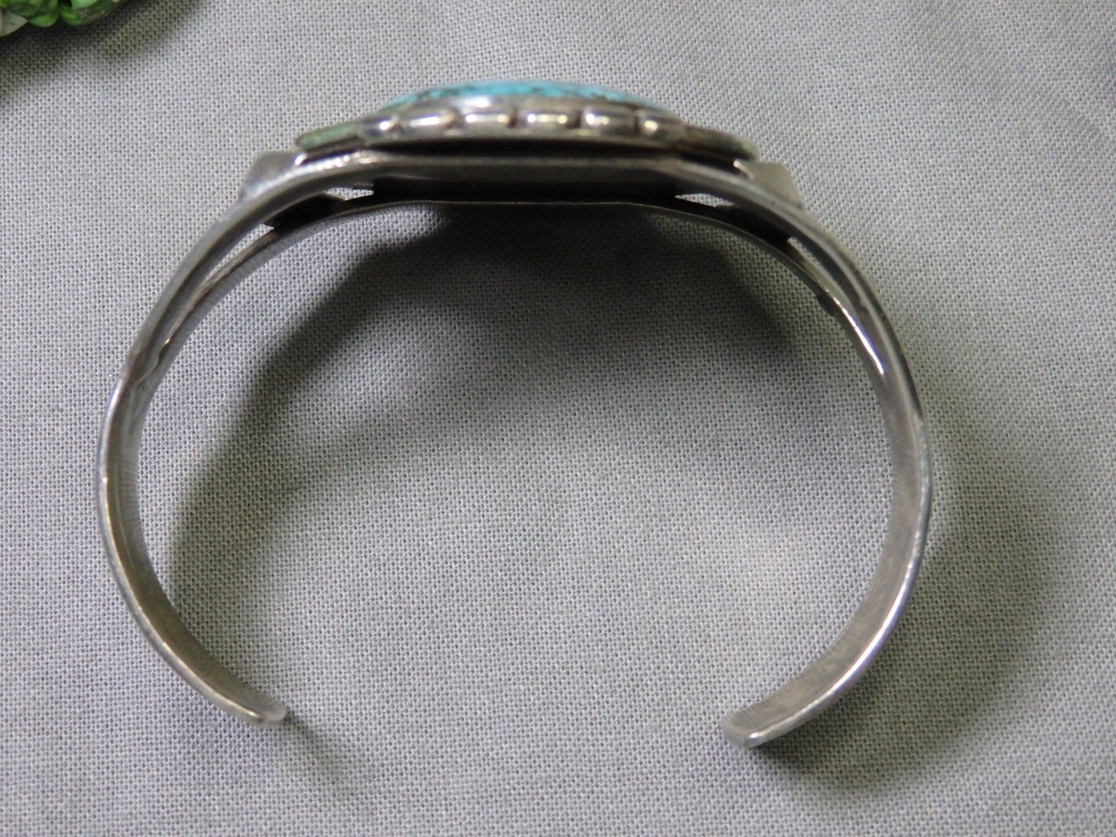 Fred Harvey Era NAVAJO Natural BLUE GEM TURQUOISE Coin Silver 50g CUFF Bracelet