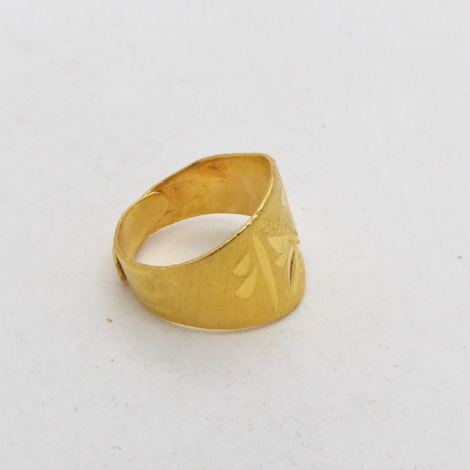 Solid 24k Gold 999 Baby Child Ring Adjusts Size 1 to 6 Cigar Band Setting