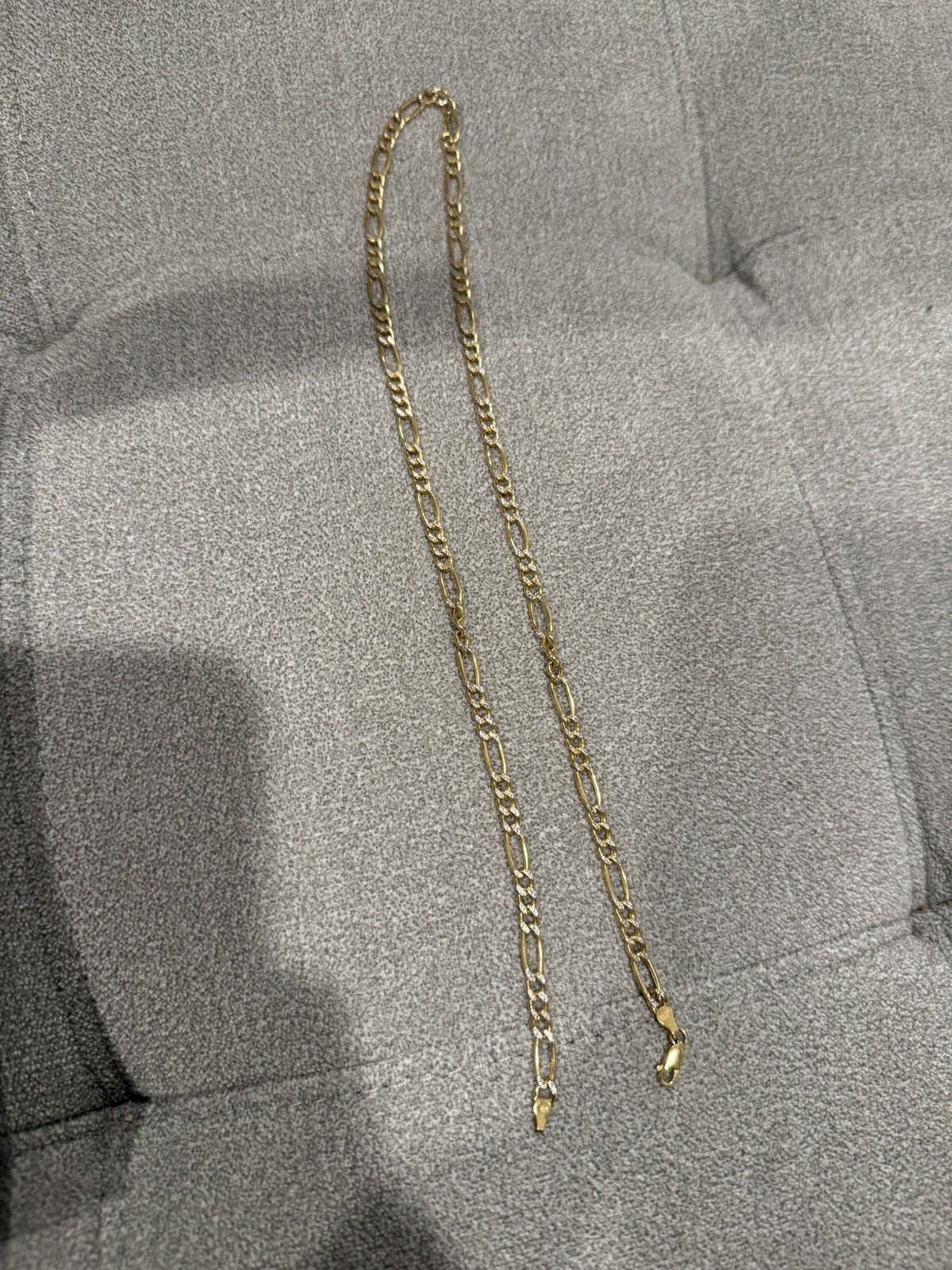 3.9mm Diamond Cut Figaro Chain In Hollow 14K Two-Tone Gold 22”