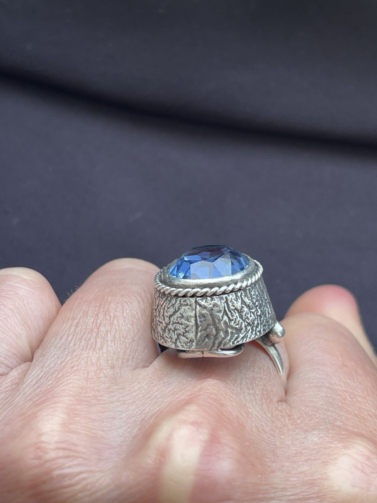 ORNO 12g Large Polish 800 Silver & Blue Stone Ring UK P1/2 Q Euro 57