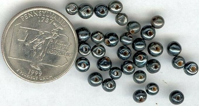 450 VINTAGE HEMATITE HANDMADE GLASS 4mm BEADS W706
