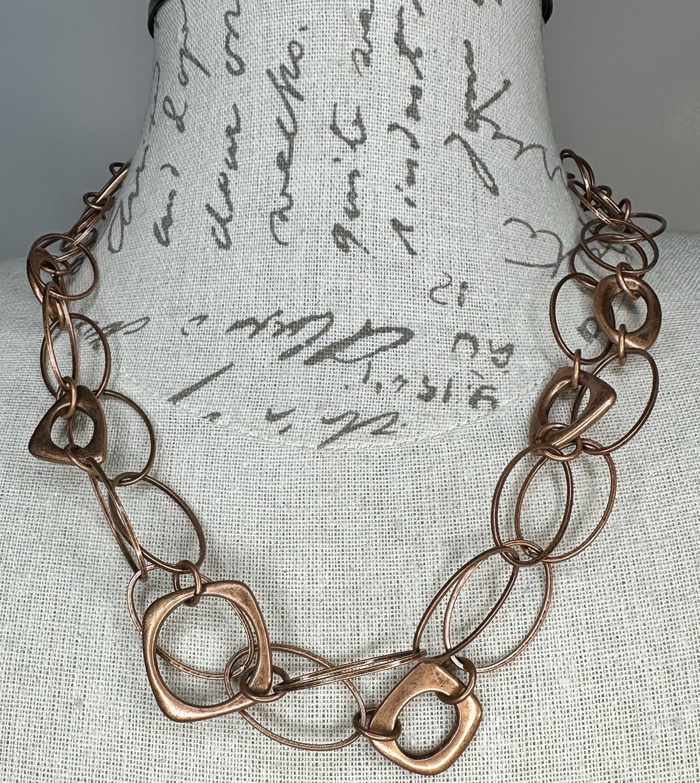 Copper Layered Link Chain Necklace approx. 38 in Toggle Closure No Stone
