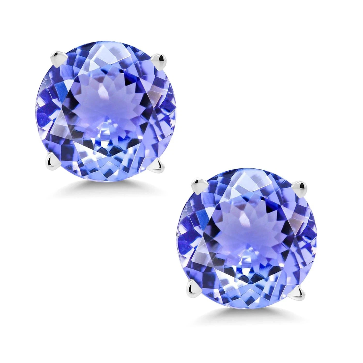 3.17 Ct Round Cut Tanzanite Earrings Gift Earrings 14K Solid White Gold
