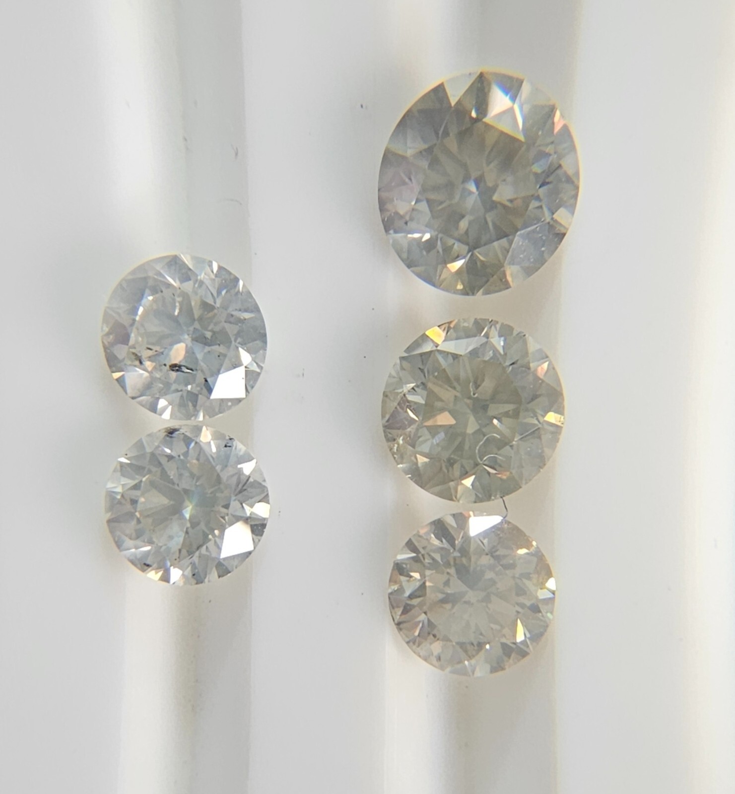5pcs (size in description) Natural Round Light Greyish Brilliant cut Round fancy