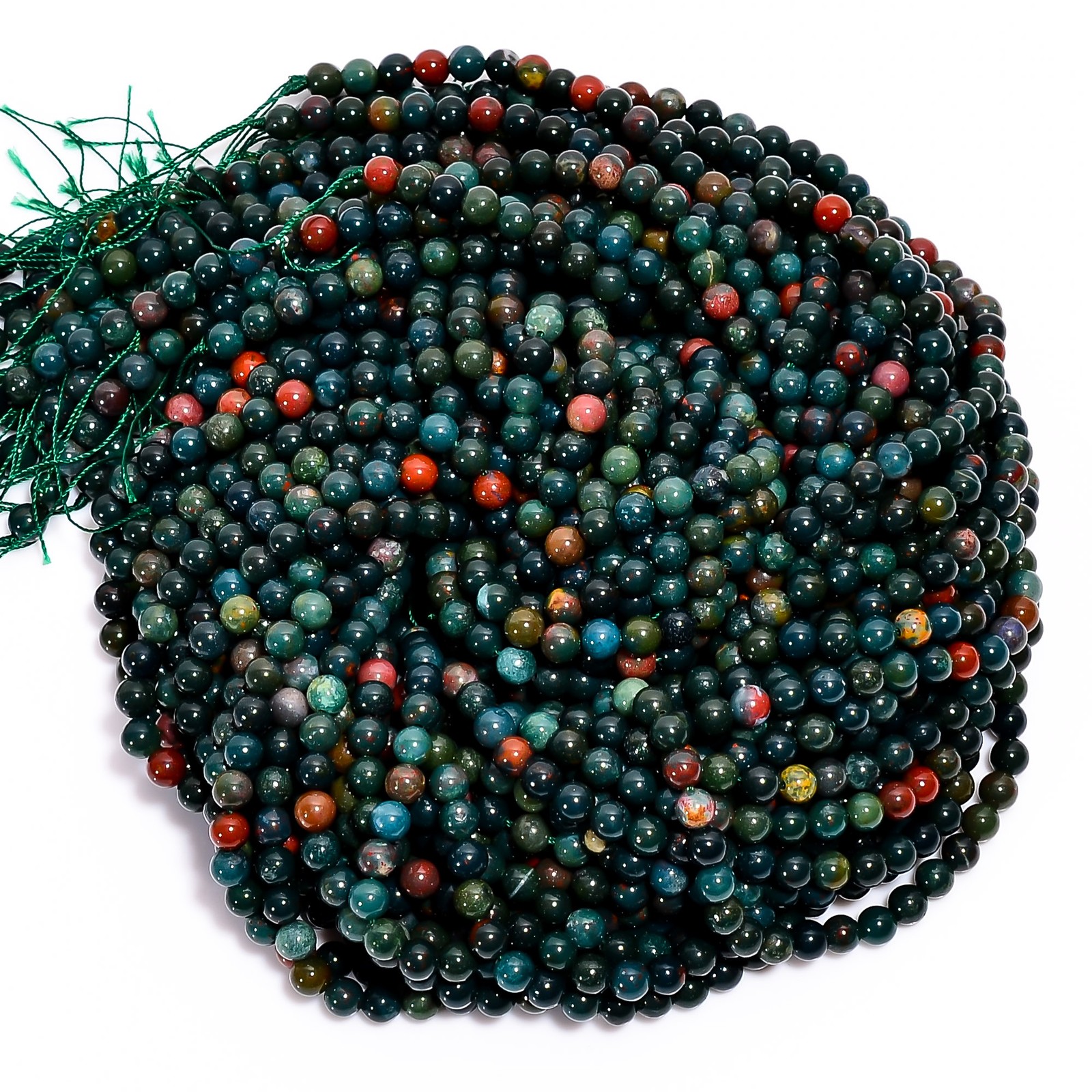 Natural Bloodstone Gemstone Round Shape Smooth Beads 4X4.5 mm Strand 15″ UGB624