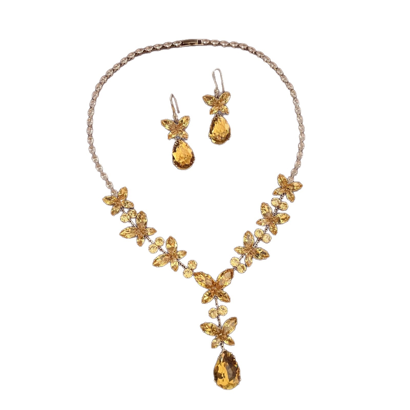 New American women fashion extravagant zircon necklace earrings brides