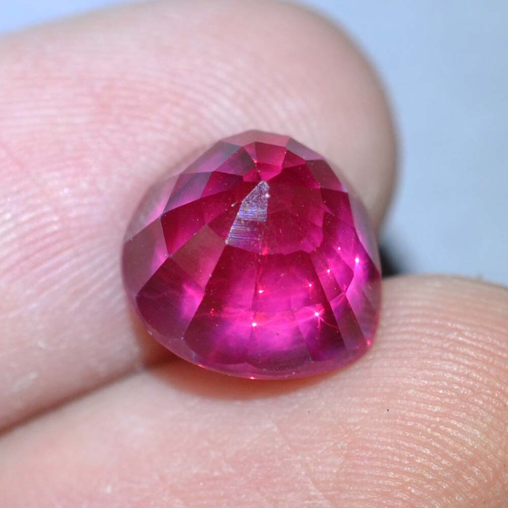 9.20 Ct 11.2×10.8 mm Pear Red Ruby Star Sapphire 6 Rays Lab Corundum VDO RRS9395