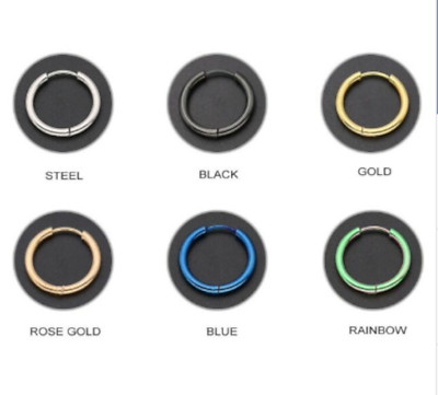 7mm – 20mm Hoop Earrings Stainless Steel Blue Black Rainbow Silver Rose Gold