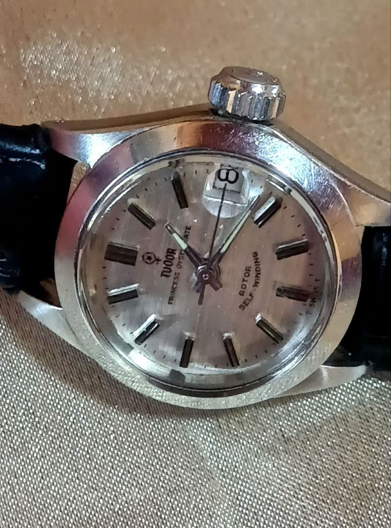 Tudor Princess Oyster Date 7576/0 Automatic Silver Mirror Dial Small Rose Watch