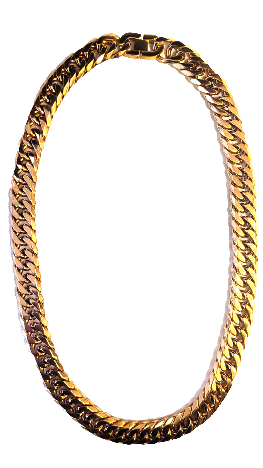 24K 30″ 20mm Cuban Chain Heavy Weight Steel 400 Grams Yellow Gold Thick Plate