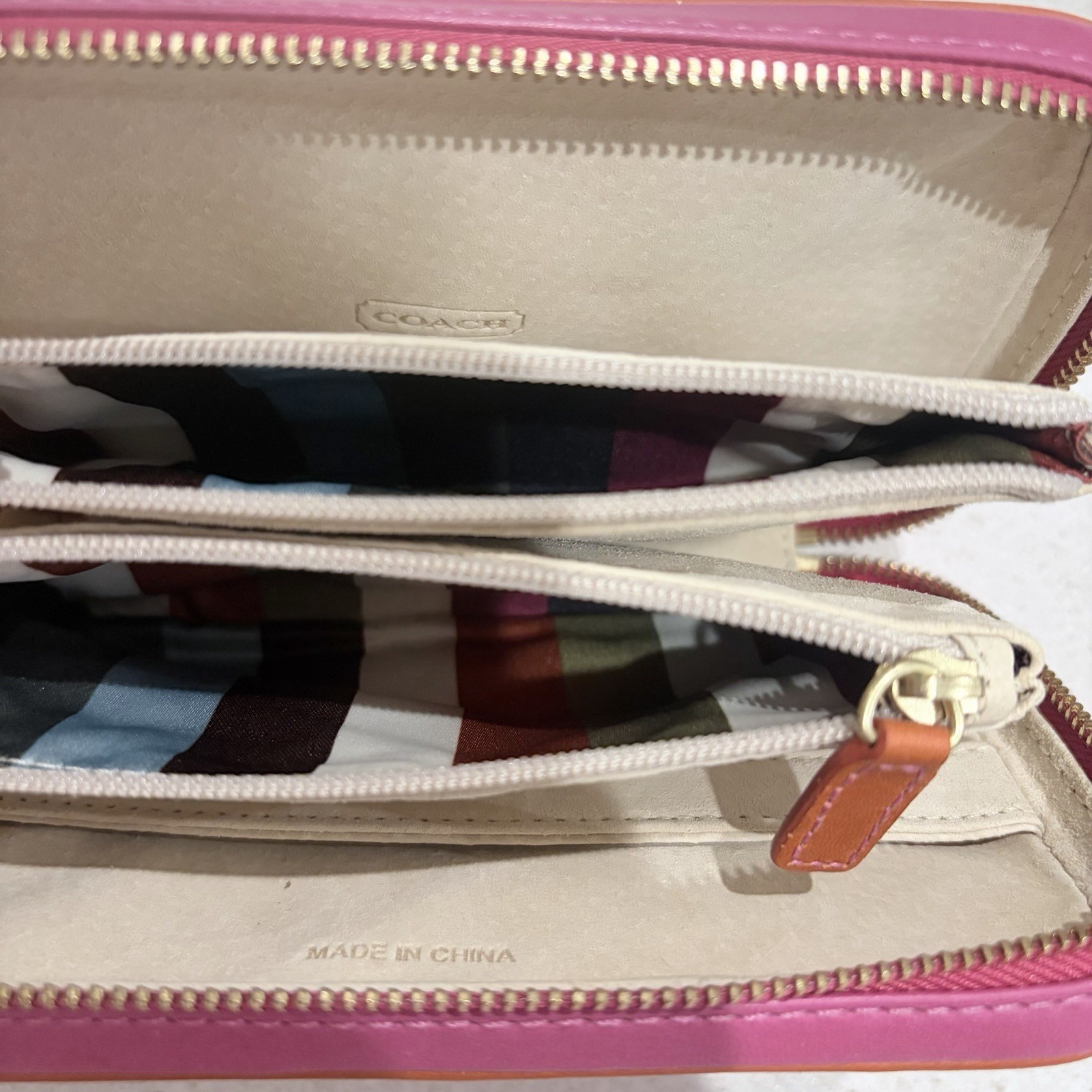 Authentic Coach Pink Leather Jewelry Travel Case – Excellent Condition
