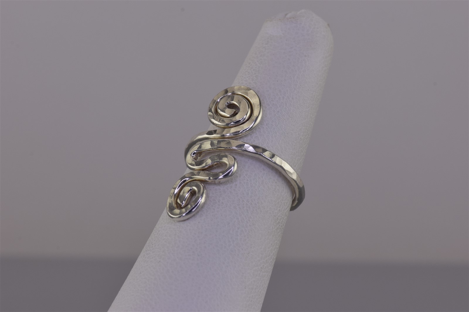 Sterling Silver 25mm Hammer Textured Swirly Spiral Wrap Band Ring 925 Sz: 6