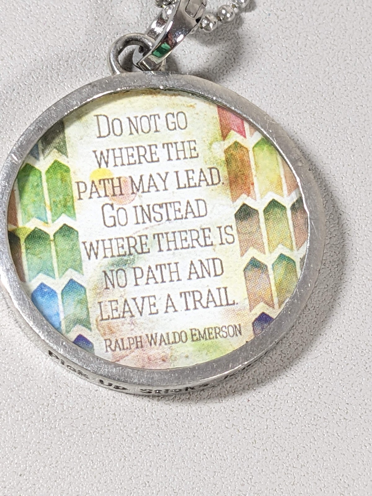 Follow Your Heart Elephant Round Pendant Emerson Quote Necklace 36 inch