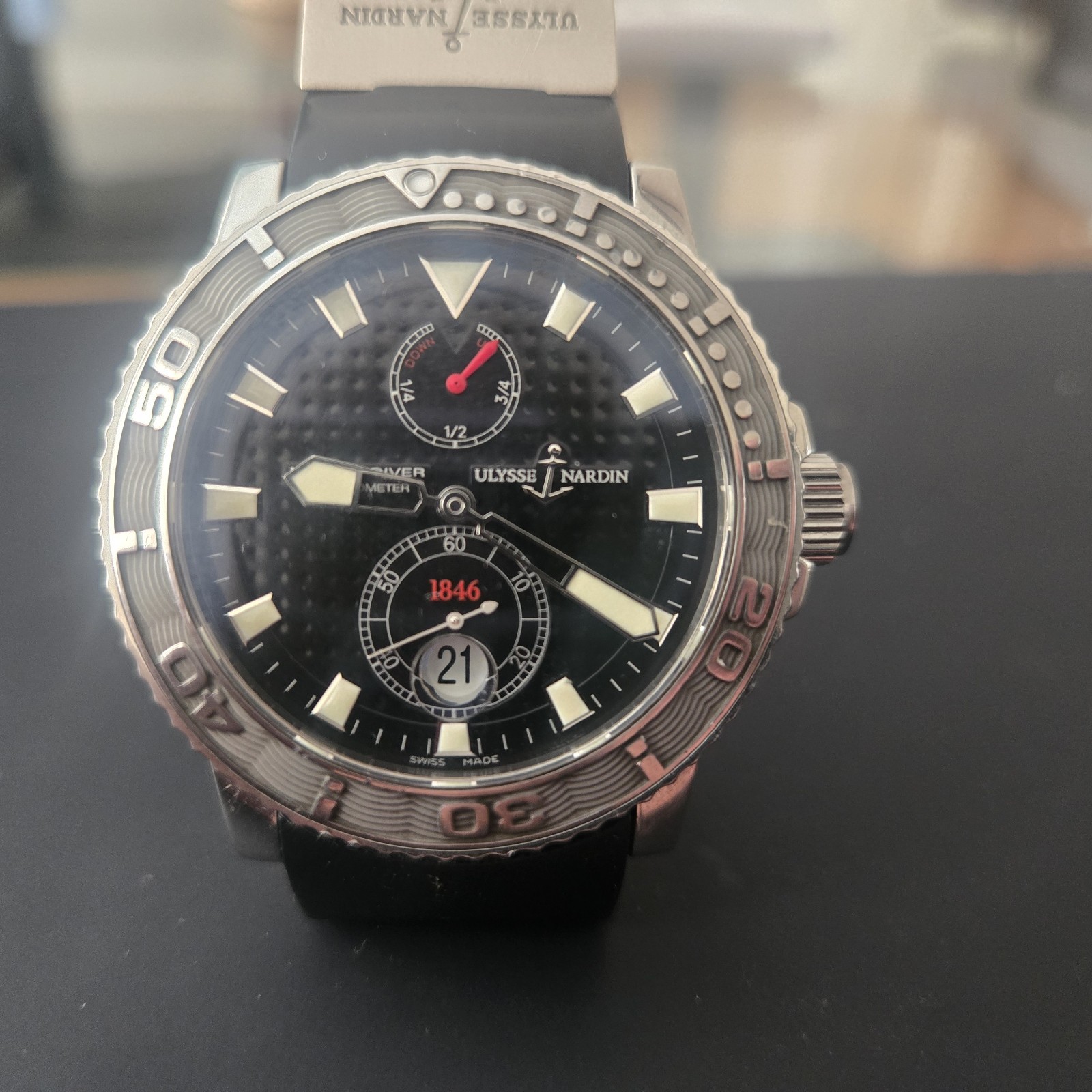 Ulysse Nardin Marine Diver 44mm Black Dial Auto Date 200m Rubber Strap