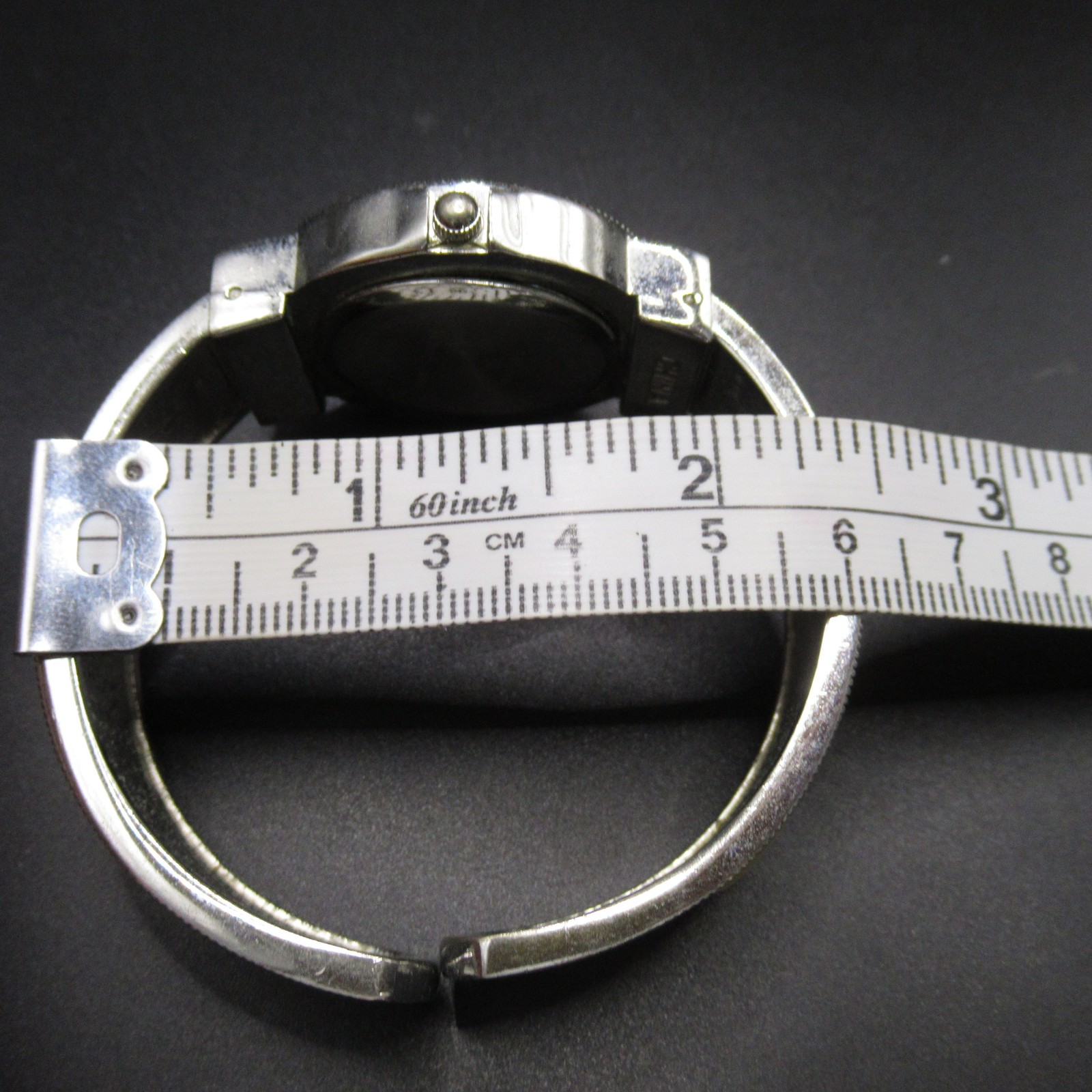 Studio Time Women’s Quartz Bangle Cuff Watch Silver Tone Clear Rhinestones