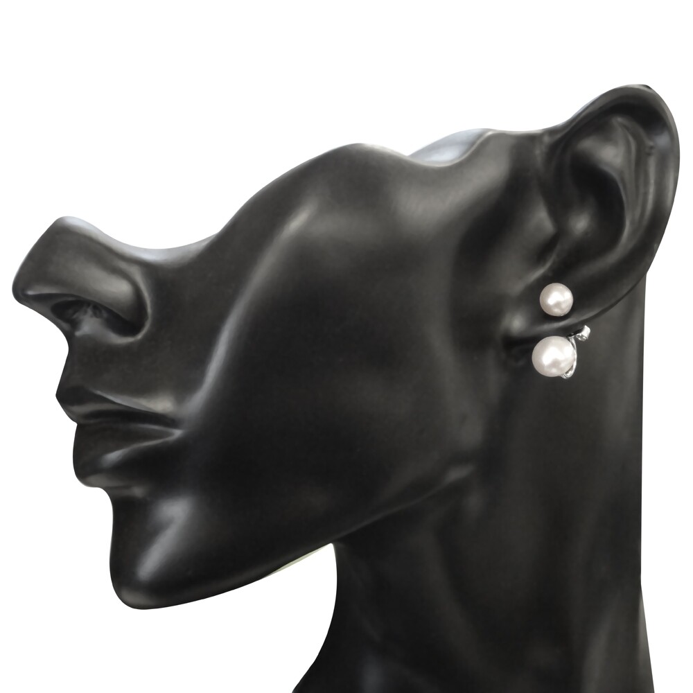 Sterling Silver White Freshwater Cultured Pearl Front-Back Earrings