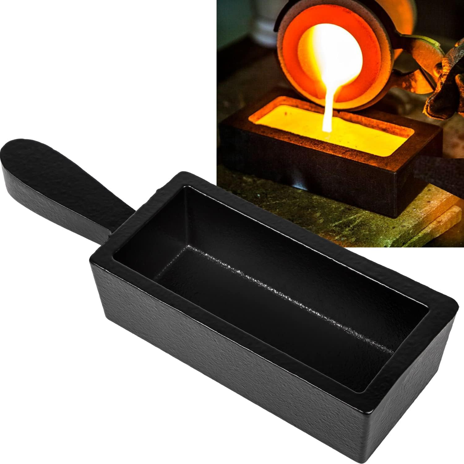 100 Oz Cast Steel Ingot Mold for Melting Casting Refining Gold Silver Copper Alu