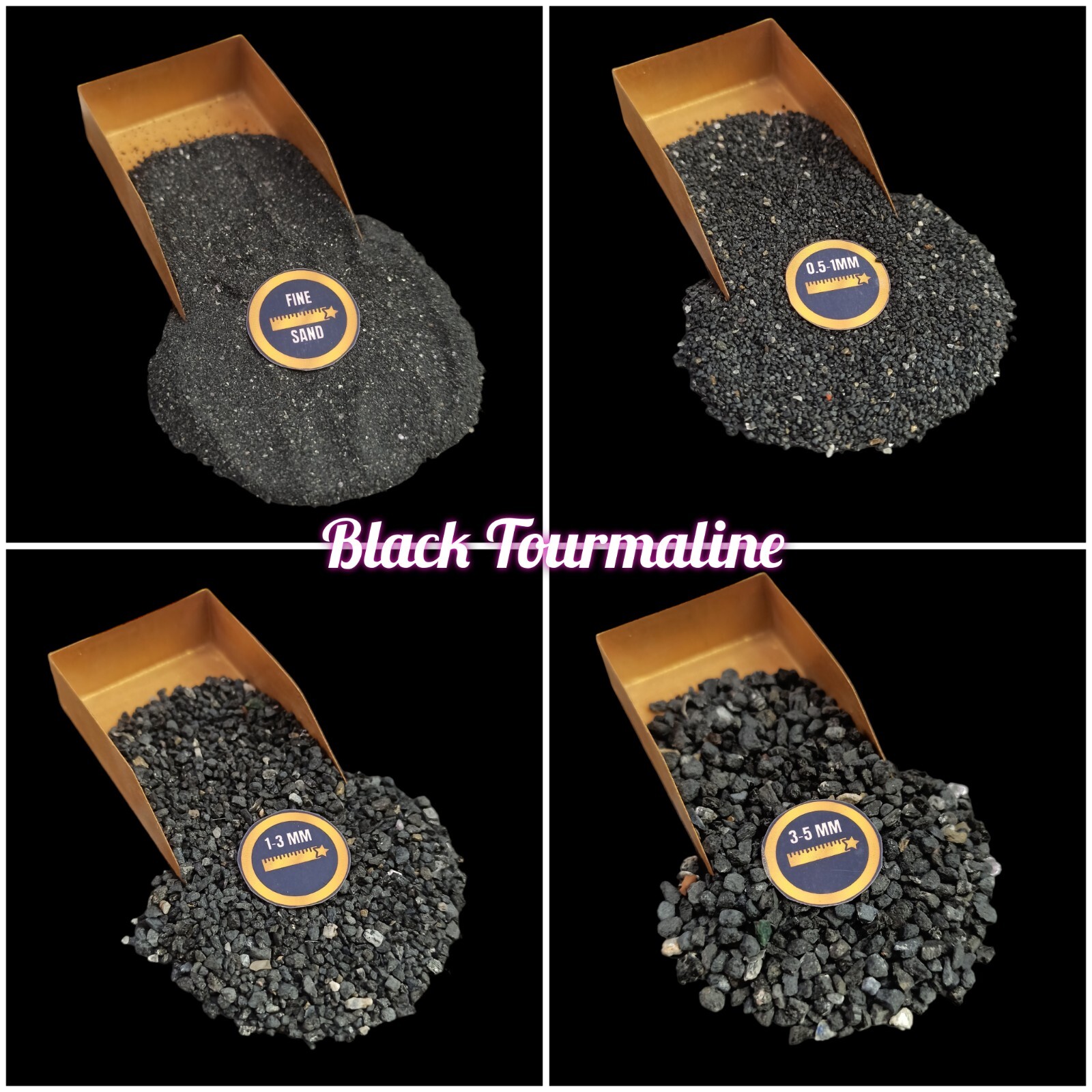 Natural Black Tourmaline coarse Crushed Powder For Massage Use Ring inlay