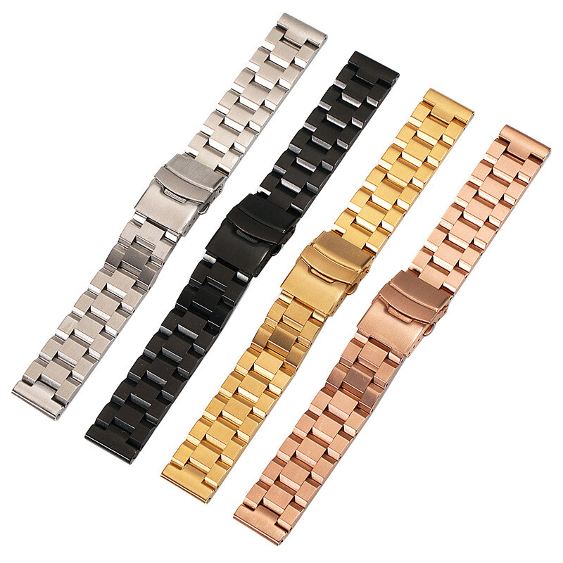 Solid Stainless Steel Watch Band Straps Mens Rugged Metal Bracelet 18/20/22/24mm