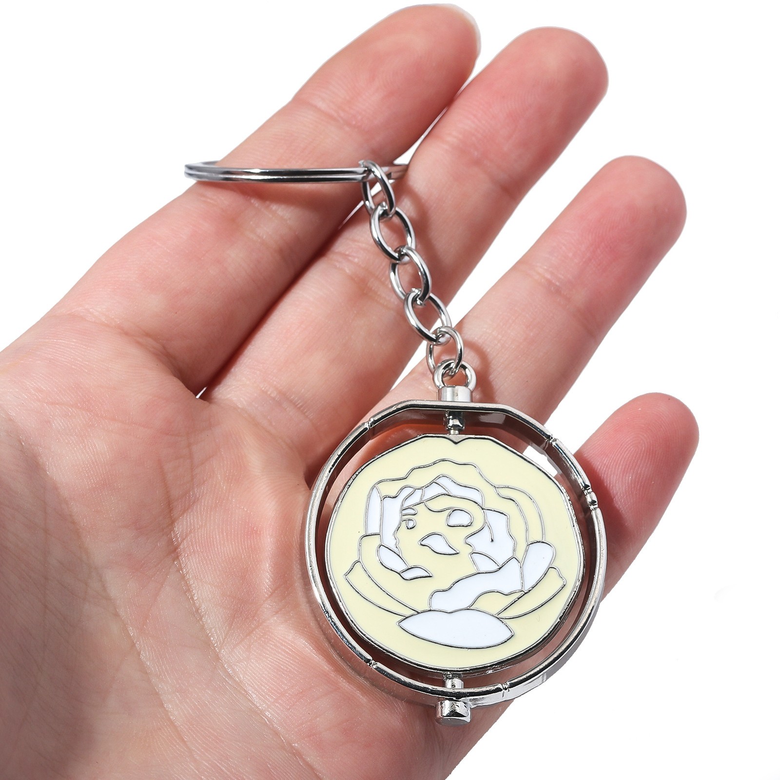 Arcane Jinx Blue Rose Necklace Women Rotatable Pendant Cosplay Props w/ Gift Box