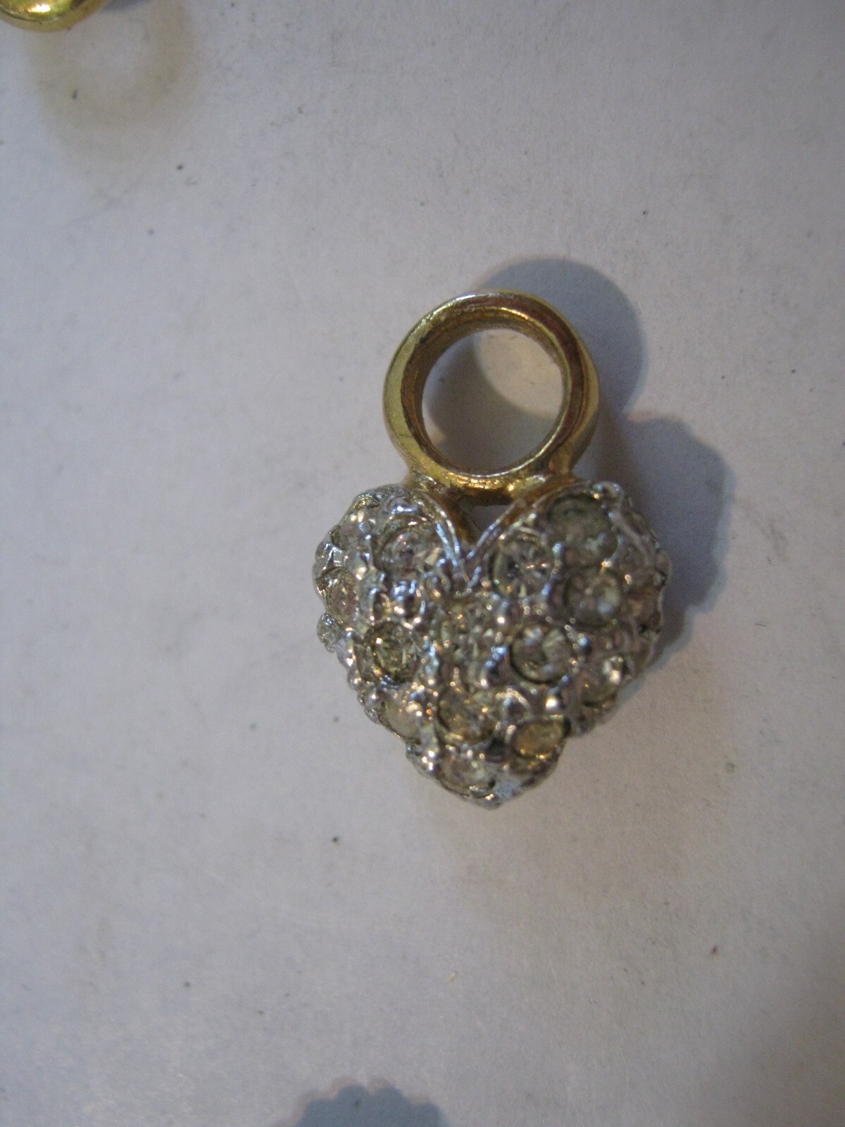 THREE Diff Yellow Gold Plated Charms w/ Rhinestones, Red Bow, White Heart & Star