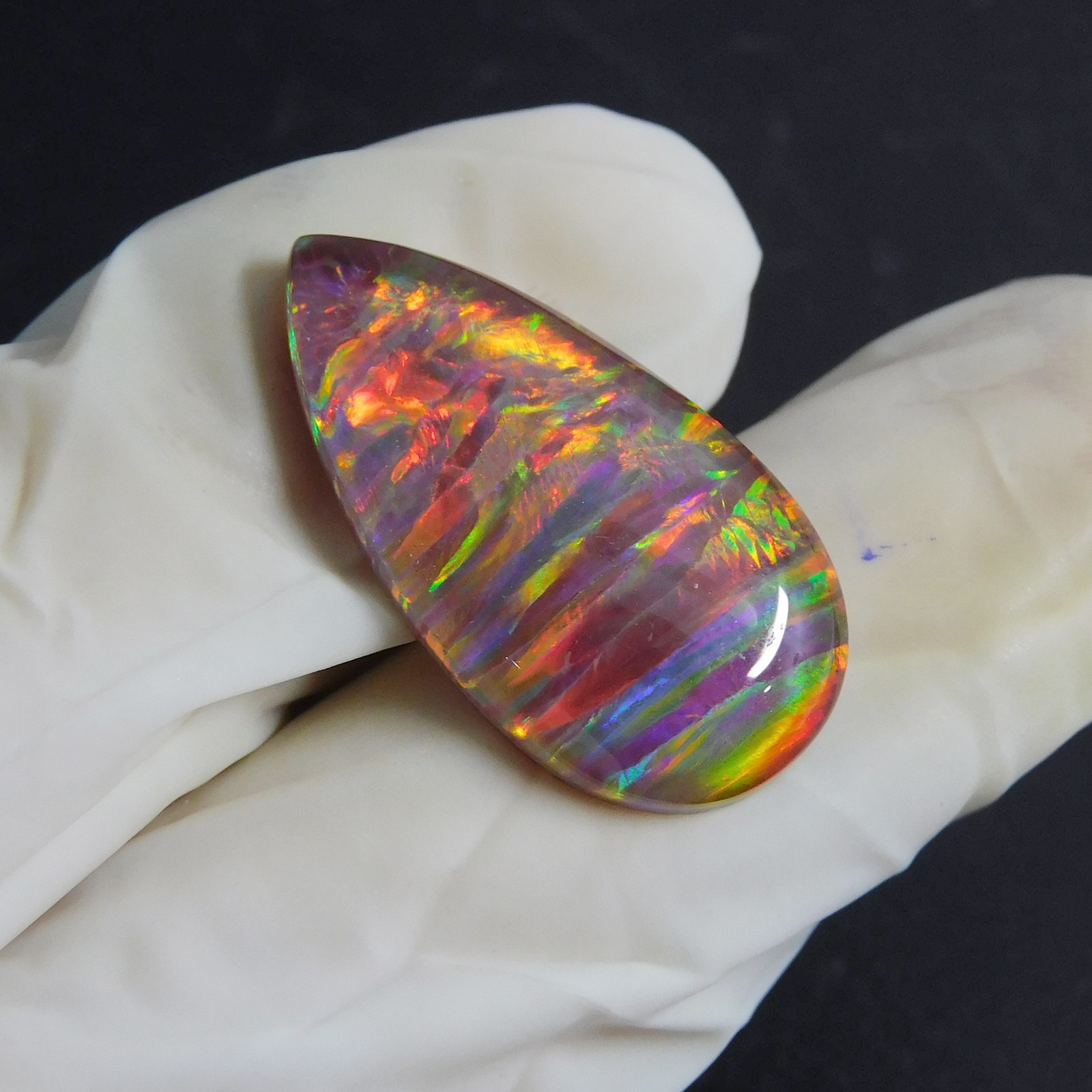 A+ Natural Boulder Fire Opal 12.10 Ct CERTIFIED Pear Cut Loose Gemstone-W