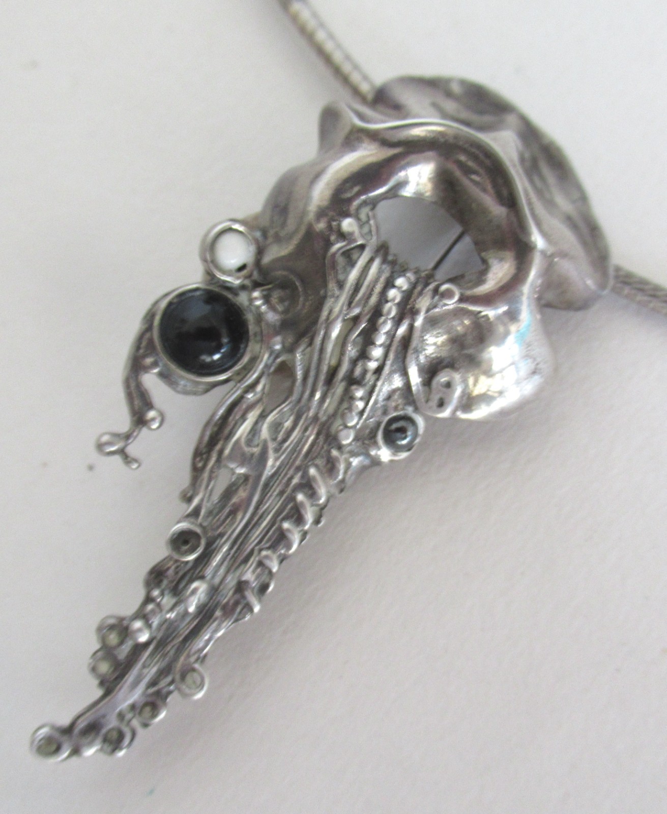 2.44 INCHES STUDIO STERLING BRUTALIST BROOCH w STONES