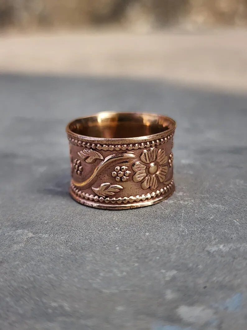 100% Solid Pure Copper Ring Wide Band Ring Handmade Lovely Ring All Size SR684