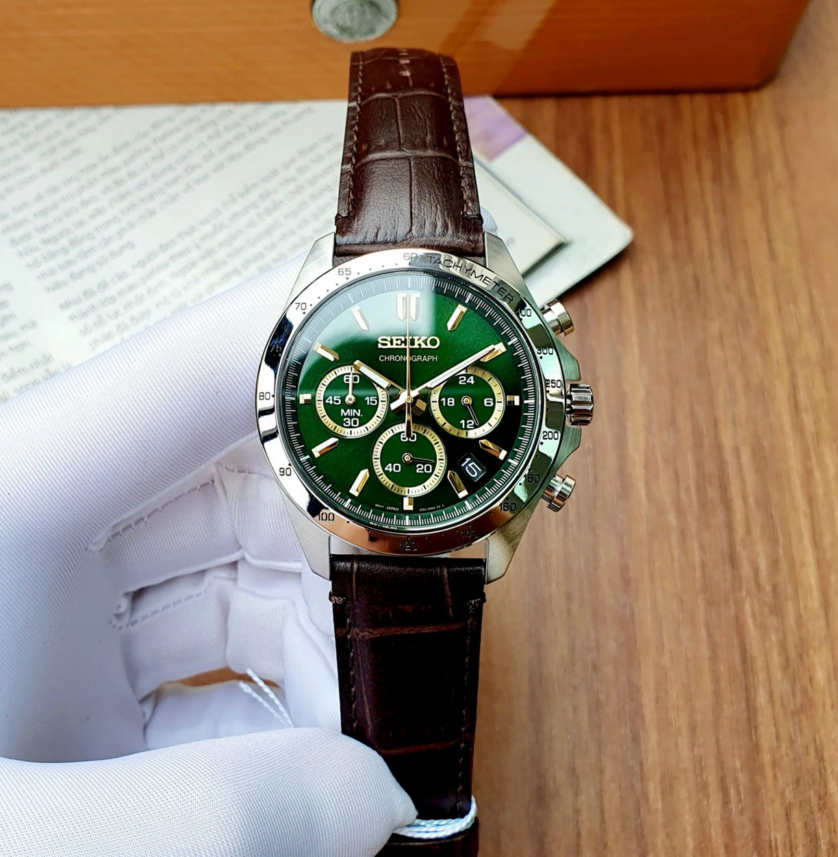 Seiko Spirit SBTR017 Chronograph Green Dial Stainless Steel Men’s Watch