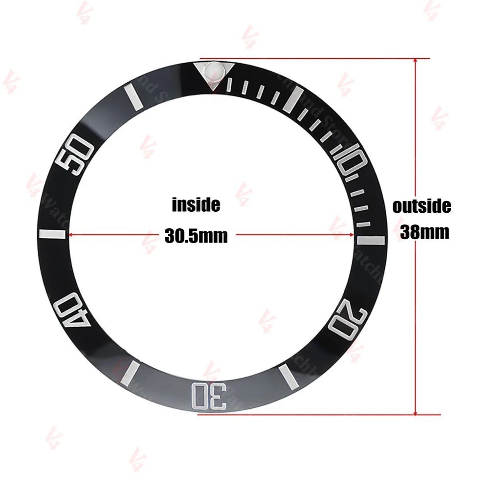 38*30.5mm Ceramic Alloy Watch Bezel Insert Ring Slope for NH35/36 GMT Diving 40m