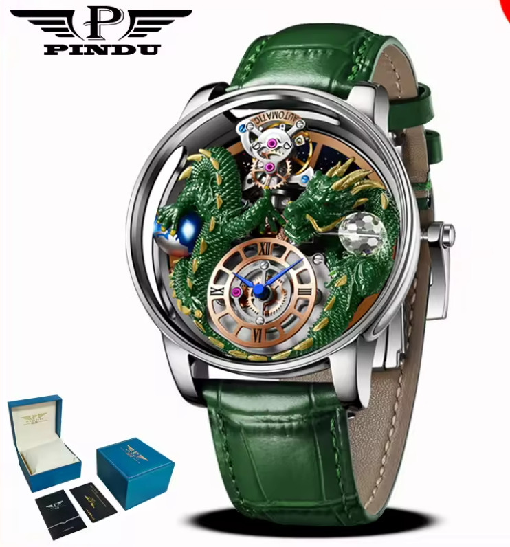 PINDU 2025 Men’s Diamond Tourbillion Astronomia Quartz Watch Sapphire Waterproof
