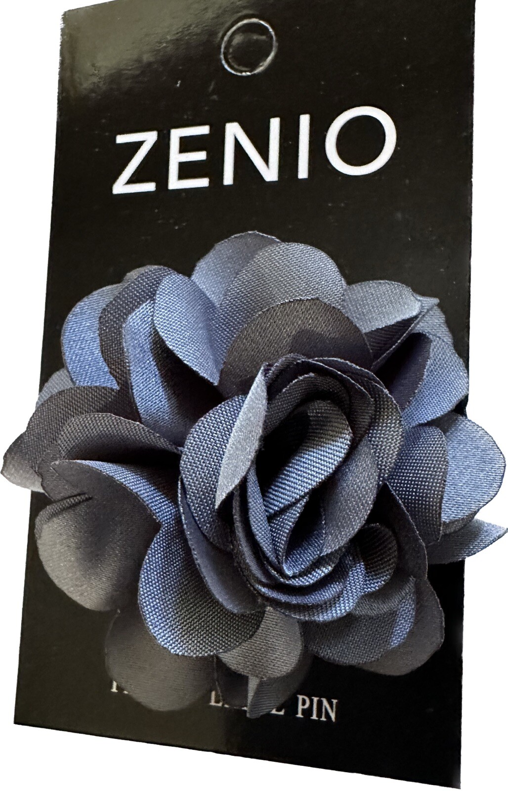 Men’s Floral Lapel Pin Charcoal Gray Fabric Flower 100% Microfiber Brand Zenio