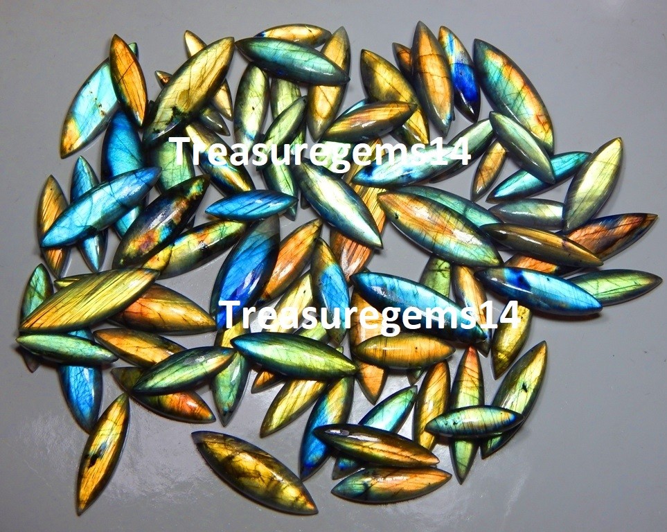 250 CT NATURAL WHOLESALE LOT MULTI FIRE LABRADORITE MARQUISE CABOCHON GEMSTONES