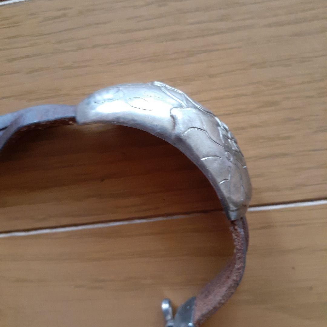 Silver and Leather Bracelet, Vintage, Used, 36.3g