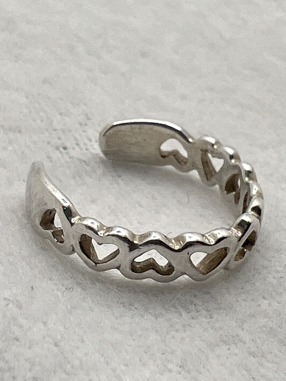 Sterling 925 Silver Adjustable Ring Size 1 – 4 Hearts Band 1.1 Gram 3mm