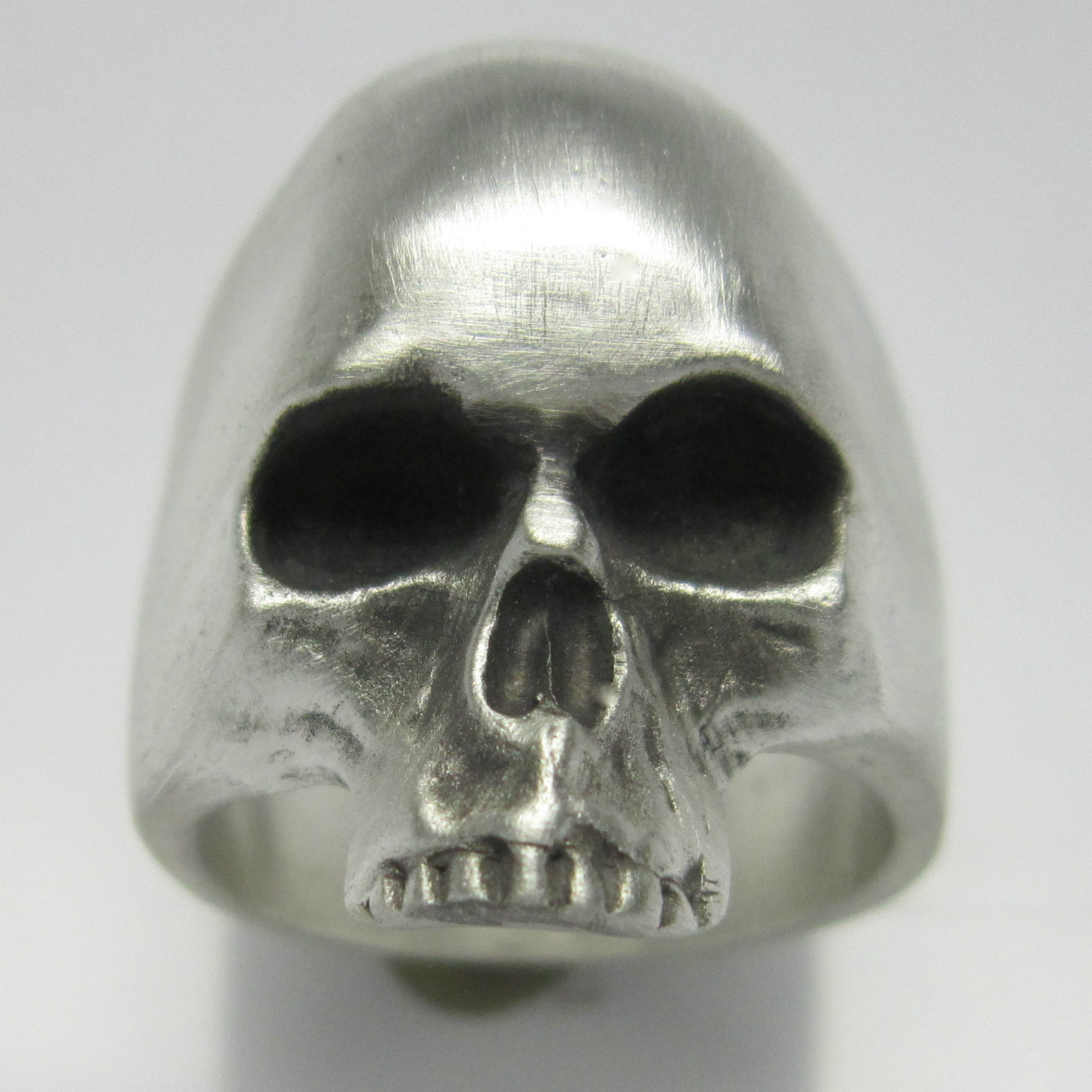MJG STERLING SILVER UBER SKULL RING. SATIN FINISH. BIKER. FREE SIZING